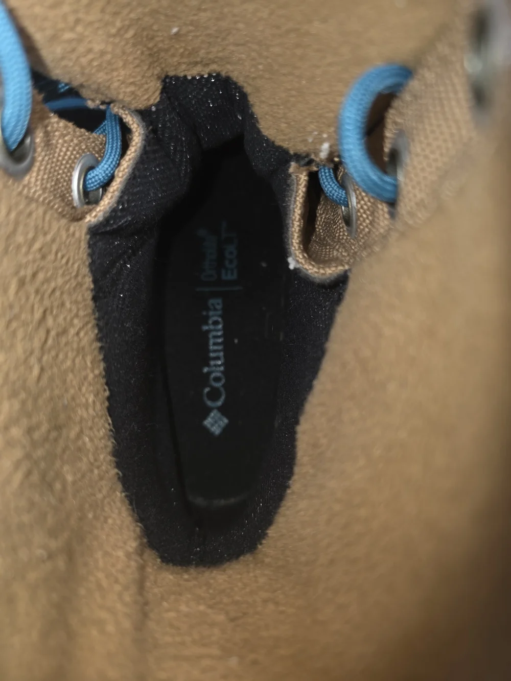 Kids Waterproof Winter Boots in Brown and Black with Blue Laces